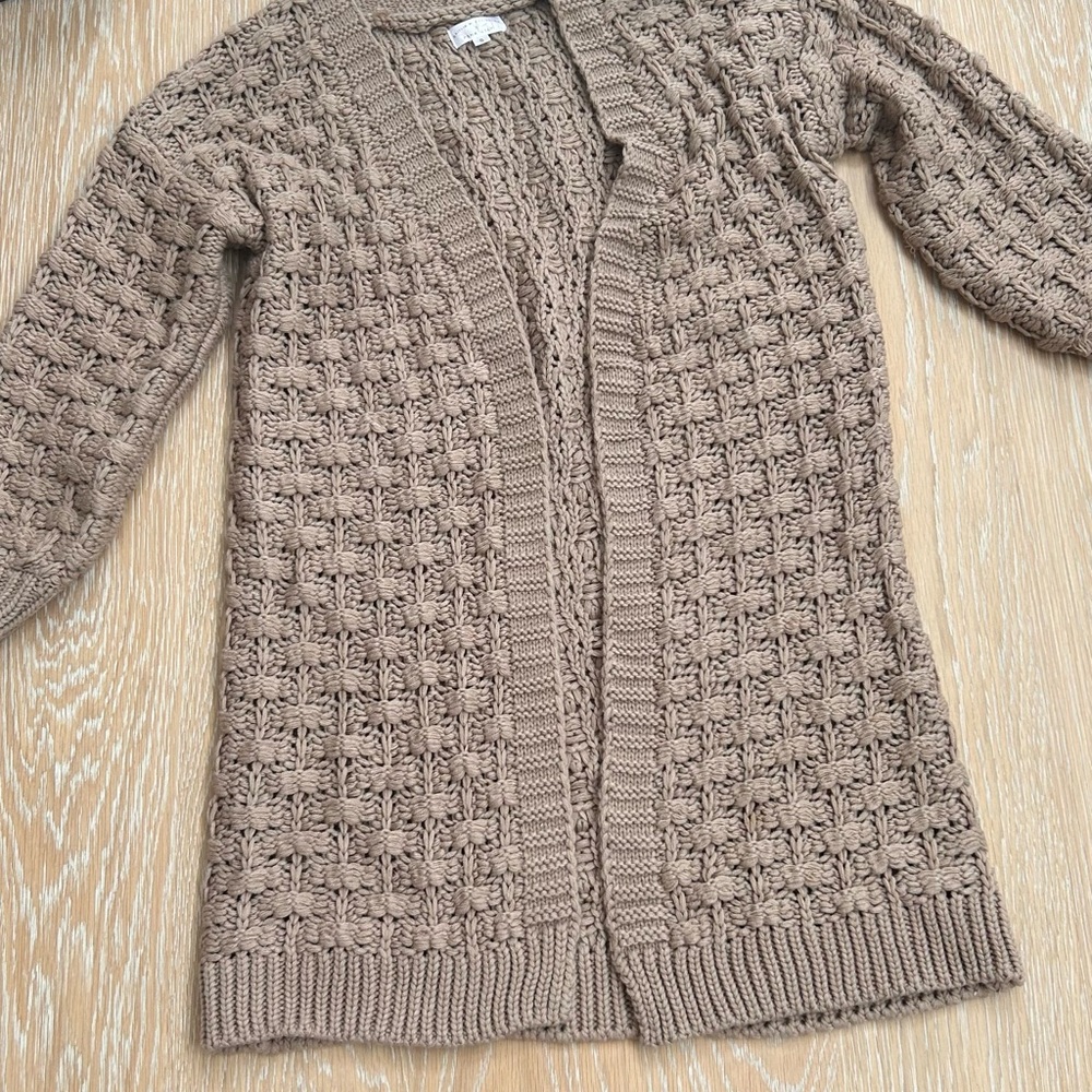 Pink Lily Caitlin Covington Textured long Brown Cardigan